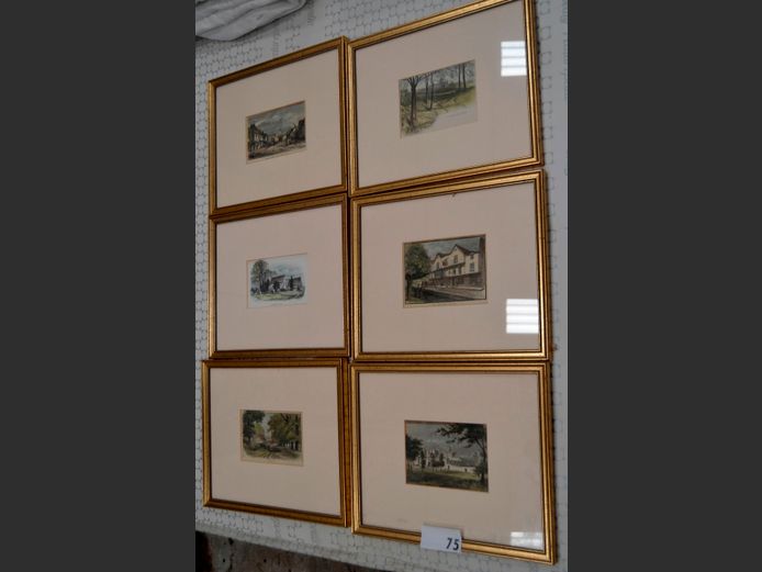 SET OF 6 GILT FRAMED LITHOGRAPHS "KINGSHEAD", "ST. MICHAEL'S CHURCH", etc
