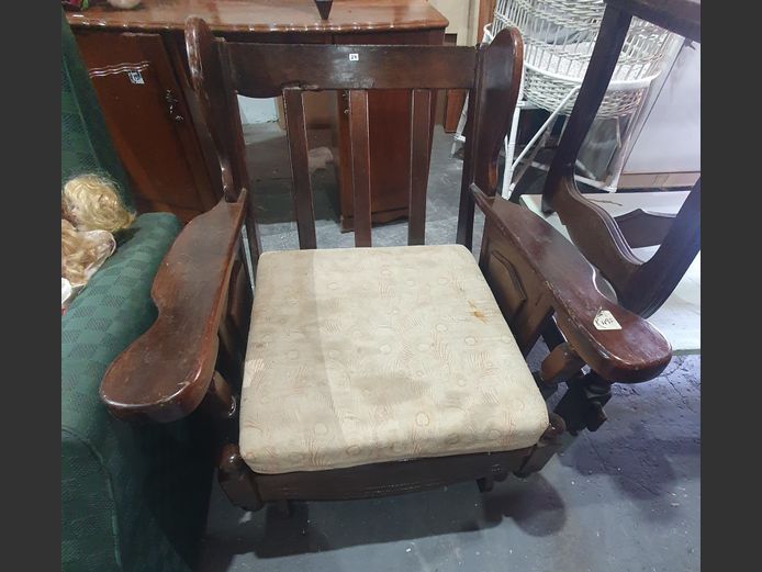 IMBUIA ROCKING ARMCHAIR [Needs back cushion]