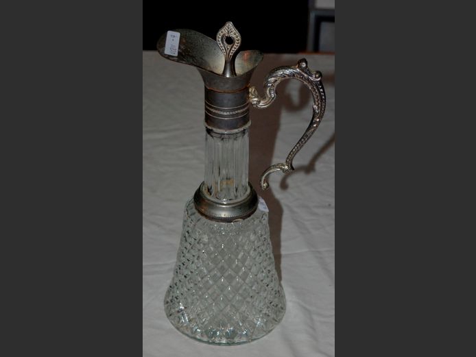 20th CENTURY E.P.N.S. MOUNTED CLARET JUG, 30cm High