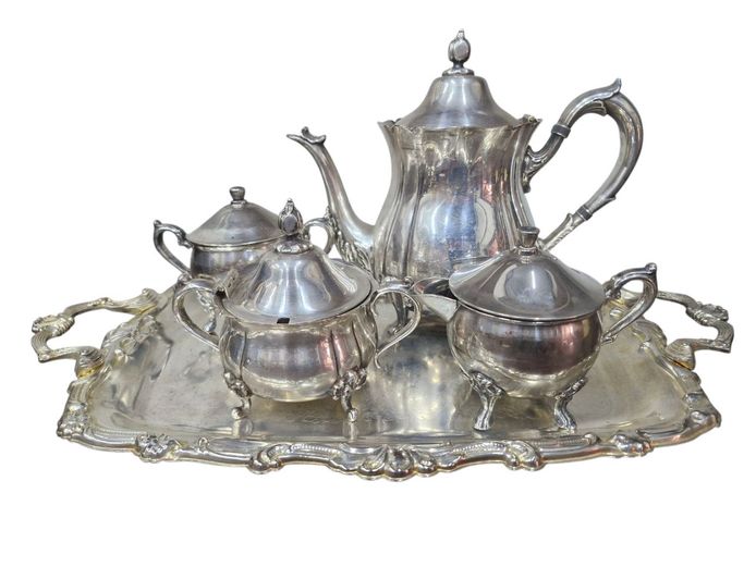 Vintage Silver Plated Tea Set on Tray