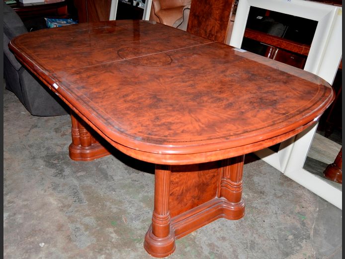WALNUT FOIL EXTENSION DINING TABLE, 225cm x 104 x 78cm [Top is loose]
