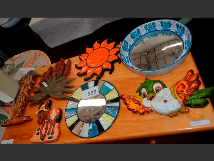 POTTERY WALL ART, OVAL CERAMIC MIRROR BOWL, etc