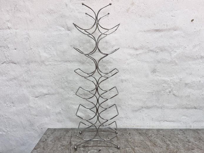 Modernist Chrome Wire Freestanding Wine Rack