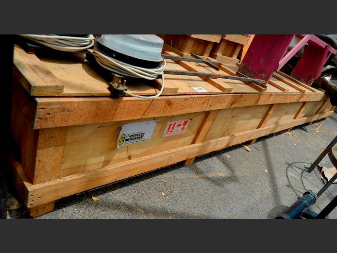 LARGE PINE FREIGHT CRATE, 414 x 43 x 48cm
