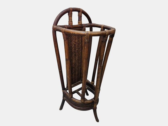Vintage Bamboo and Rattan Umbrella Stand