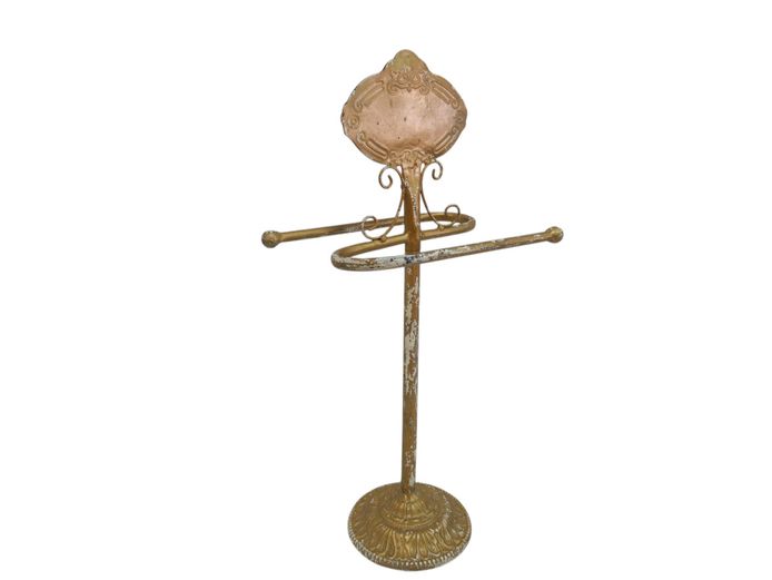 Vintage-Style Gold-Toned Metal Countertop Towel Stand