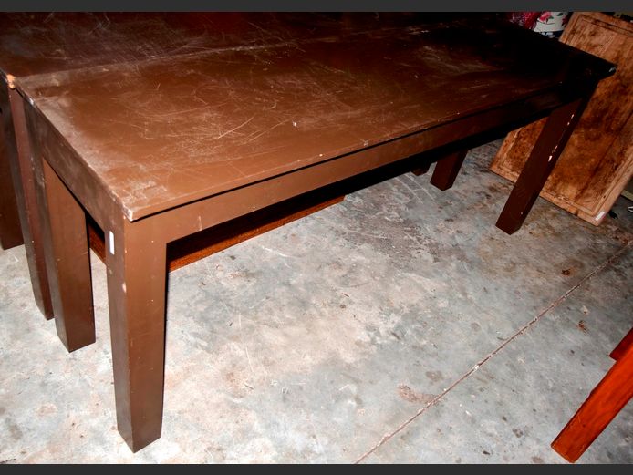 BROWN PAINTED HALL TABLE, 181 x 50 x 75cm [Needs re-painting]