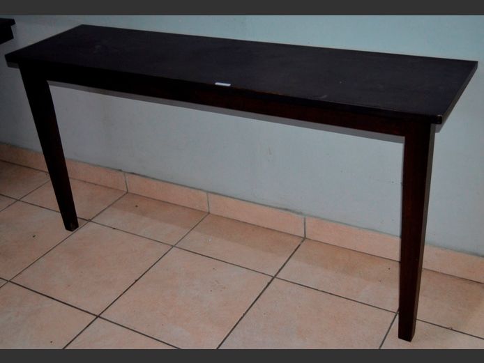 STAINED MAHOGANY WALL MOUNT HALL TABLE, 150 x 49 x 75cm