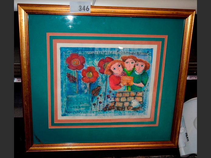 FRAMED PRINT "SINGING FOR THE BIRDS" BY ISABEL VAN DER MERWE, 33.5 x 26cm