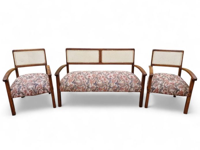 Mid-Century Cane Back 3-Piece Suite