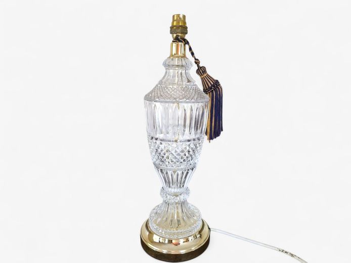 Vintage Leviton Style Cut Glass Table Lamp