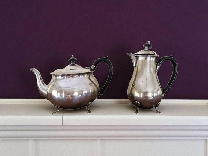 Vintage Silver Plate Bakelite Handles Tea/Coffee Pots