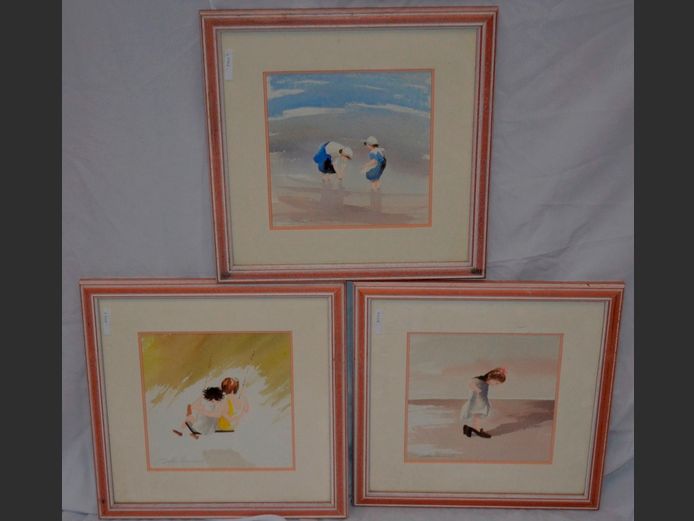 SET OF 3 FRAMED PRINTS "CHILDREN", 25 x 25cm