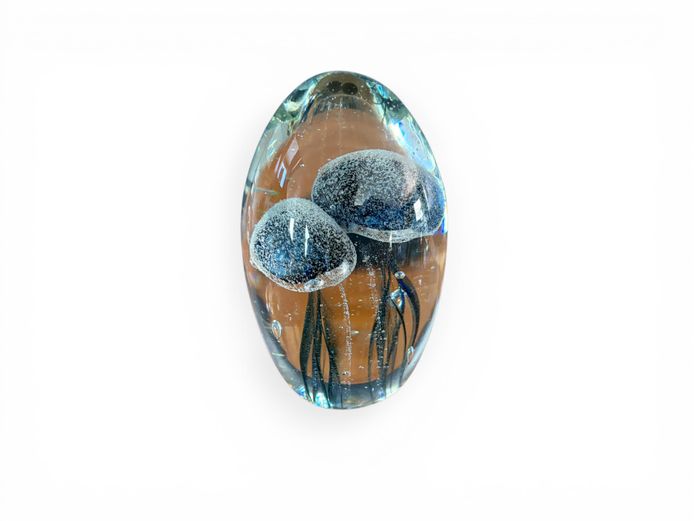 Art Glass Jellyfish Paperweight – Dual Jellyfish Design
