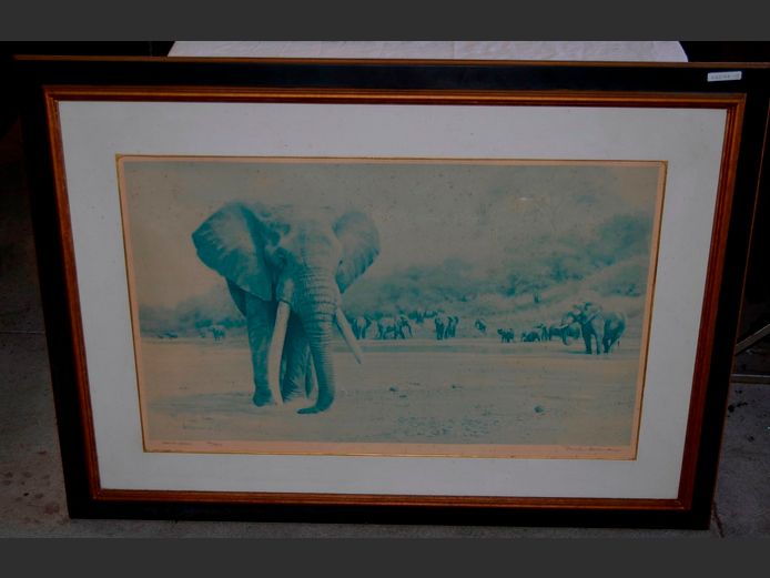 FRAMED PRINT "SHINGWEDZI", PENCIL SIGNED PAUL BOSMAN & NUMBERED 34/950, 76 x 46cm
