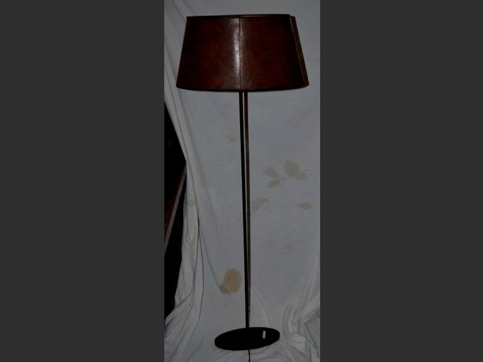 BROWN METAL STANDING LAMP WITH SHADE, 138cm High