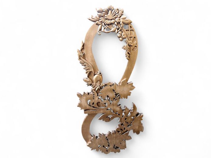 Hand-Carved Wooden Wall Art Frame Rose Gold