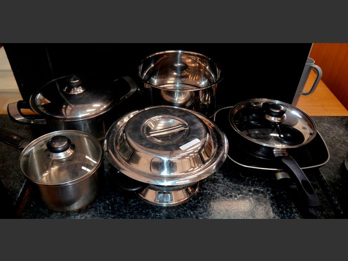 STAINLESS STEEL PASTA POT, POTS WITH LIDS, TEFAL NON-STICK FRYING PAN, etc