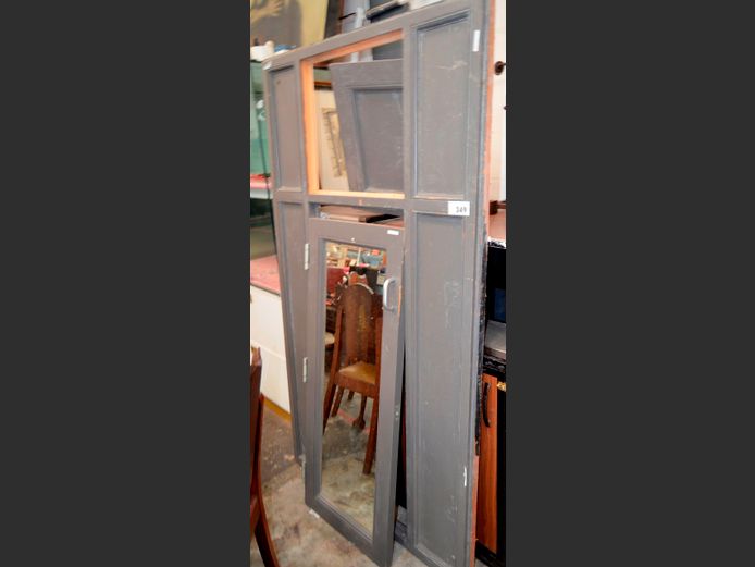 GREY PAINTED PANEL FRAMED MIRROR, 183 x 106cm
