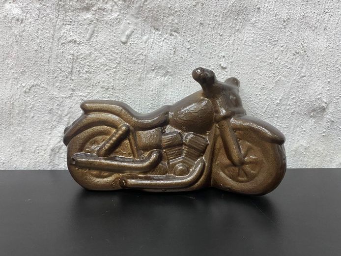 Ceramic Motorcycle Bronze-Tone Painted Figurine