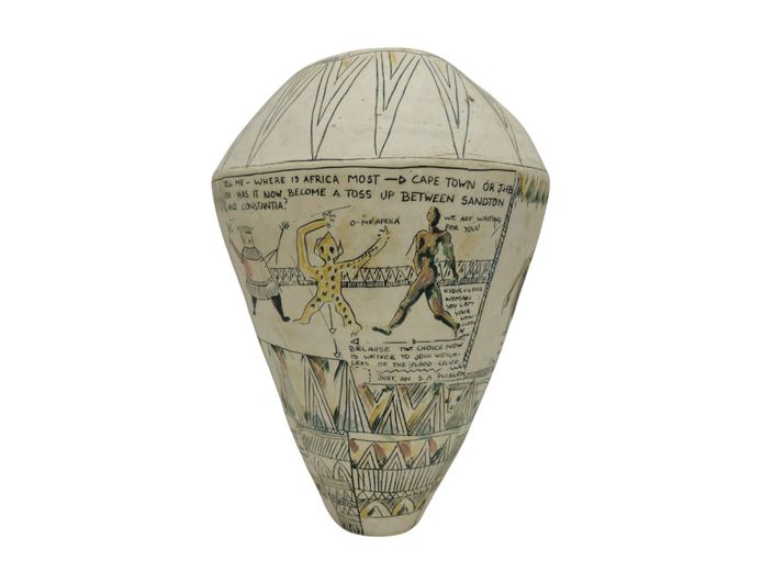 Expressive Contemporary South African Art Studio Ceramic Vessel (1988)
