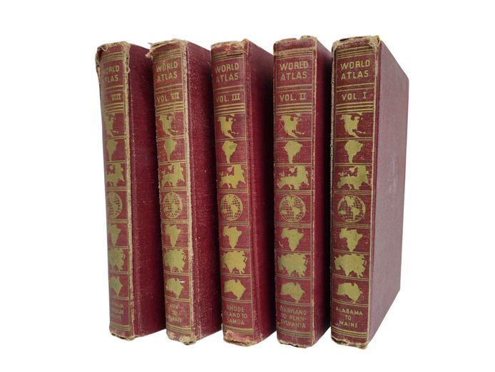Vintage 1940 World Atlas Multi-Volume Hardcover Set (5 Books)
