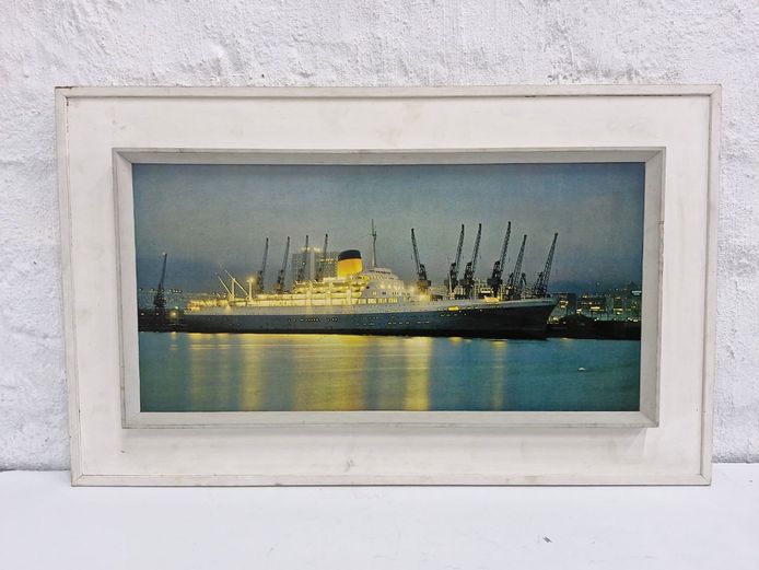 Vintage Union-Castle Line Ocean Liner Framed Lithograph Print