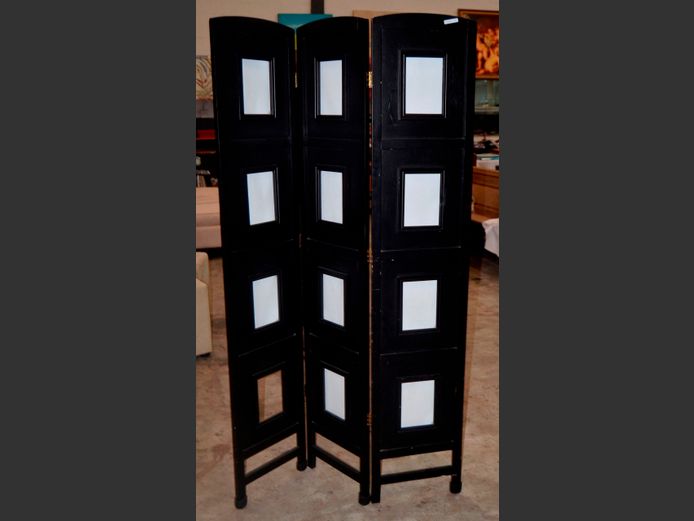 BLACK 3-PART ROOM DIVIDER, 104 x 68cm