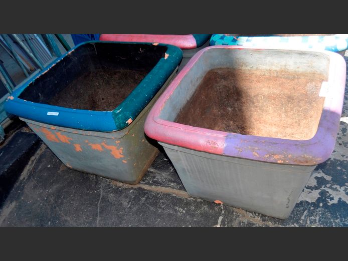 PAIR CEMENT PLANTERS, 55 x 55 x 40cm [Some chips]