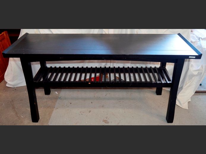 BLACK HALL TABLE WITH BOTTOM SHELF, 149 x 45 x 75cm