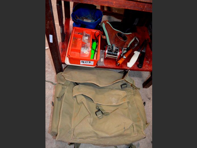 PENN FISHING REEL, ROD HOLDERS, HOOKS, etc