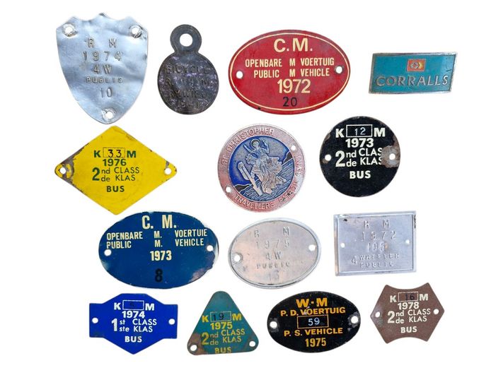Collection of Vintage South African Metal Transport License Discs