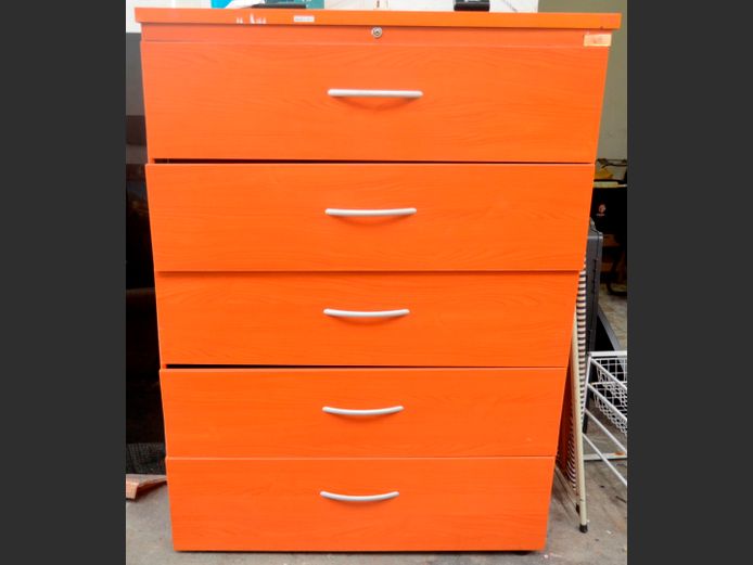 CHERRY FOIL 5-DRAWER TIDY FILE, 113 x 60 x 153cm
