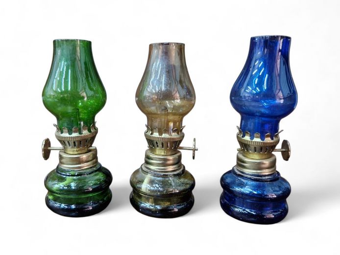 Vintage Mini Glass Kerosene Lamps 