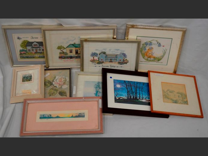 WATERCOLOUR, PASTELS, NEEDLEPOINTS, etc