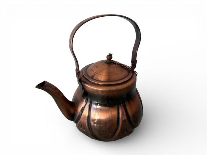 Vintage Copper Kettle / Teapot (Embossed & Decorative)