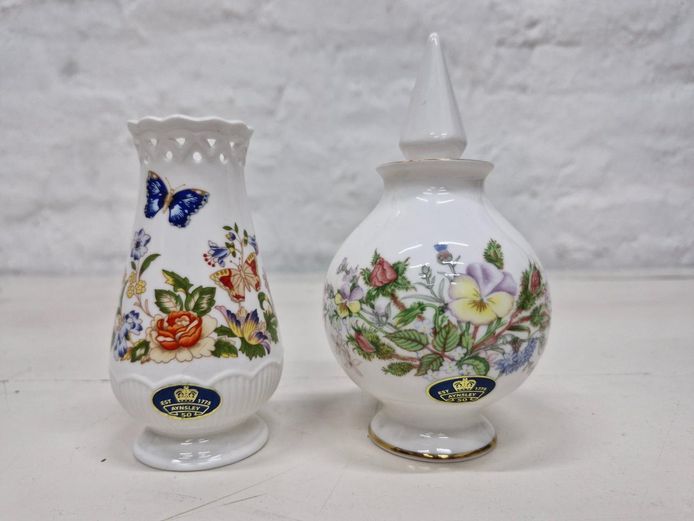 Aynsley Fine Bone China Vase & Perfume Bottle Set