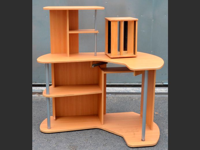 MAPLE FOIL COMPUTER WORK STATION WITH SWIVEL CD STAND, 120 x 80 x 123cm