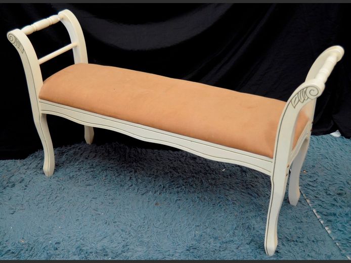 VINTAGE CREAM PAINTED BED END, 122 x 36 x 70cm