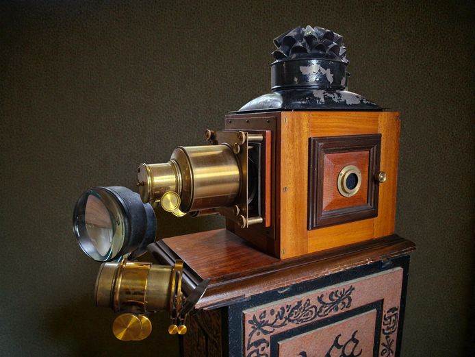 19th Century Magic Lantern Projector with Accessories