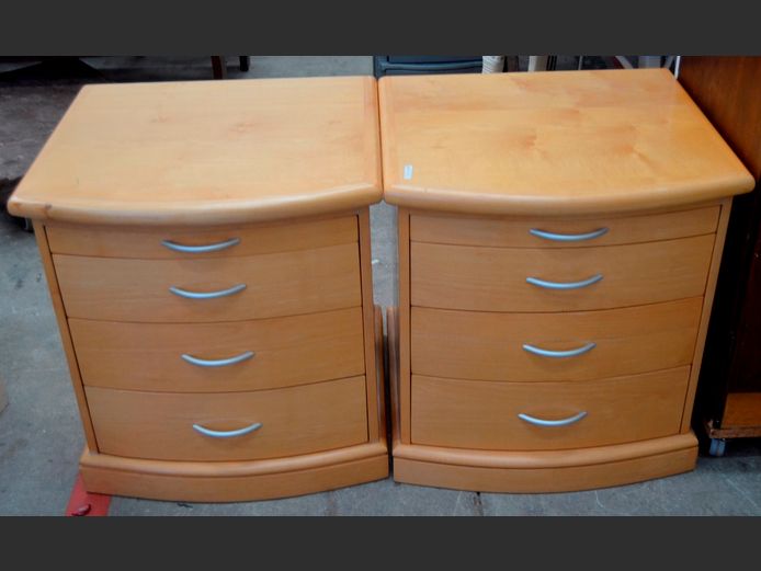 PAIR BEECHWOOD 4-DRAWER BEDSIDE PEDESTALS, 56 x 53 x 60cm