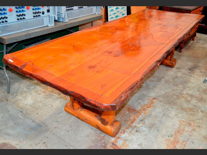 SALIGNA LOG CABIN STYLE 12-SEATER DINING TABLE, 295 x 96 x 76cm