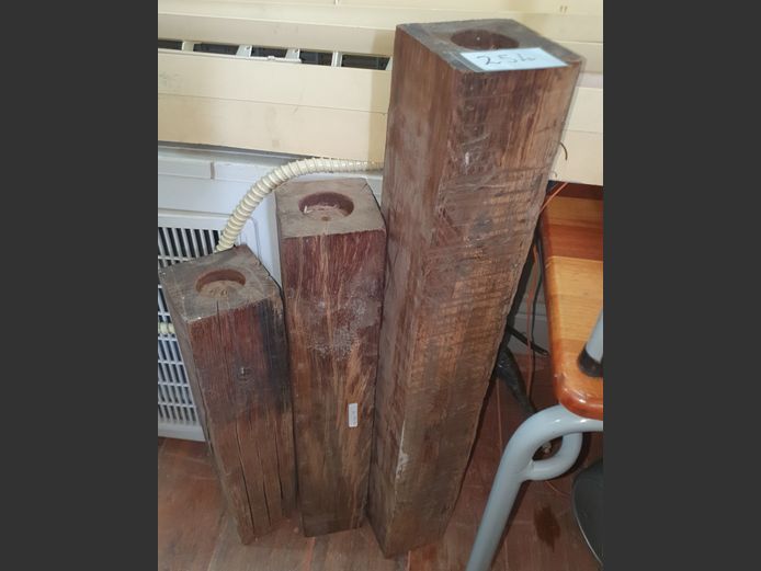 SET OF 3 SLEEPER WOOD CANDLE STANDS