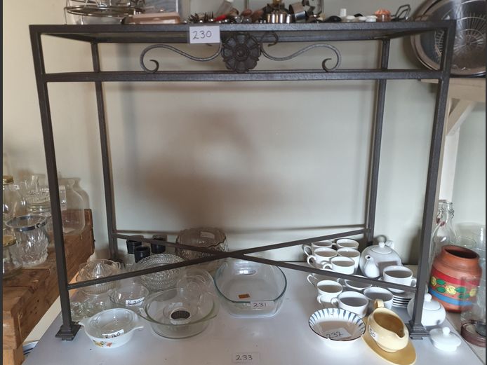 METAL & GLASS TOP HALL TABLE