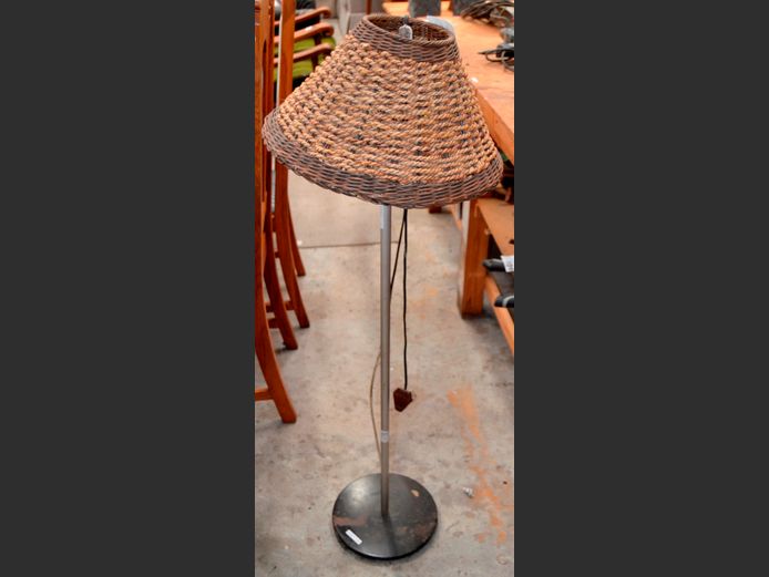 STANDING LAMP WITH WOVEN SHADE, 115cm High