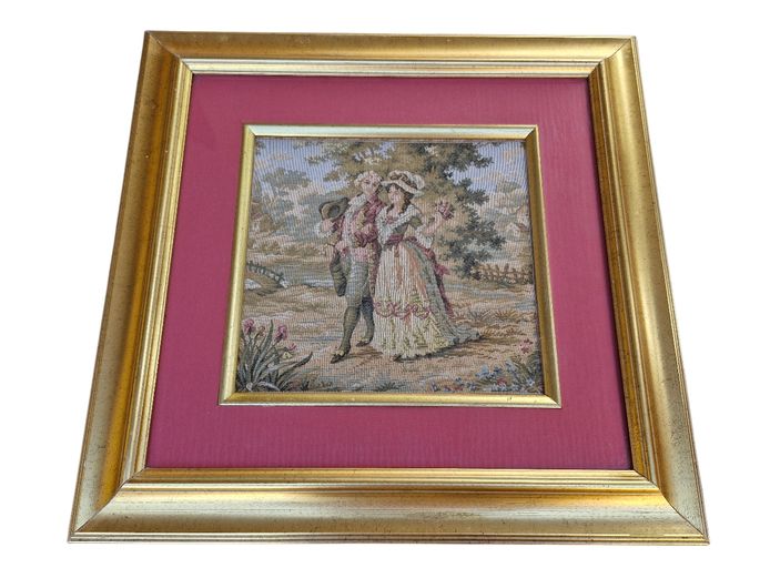 Antique Needlepoint Victorian Framed Artwork