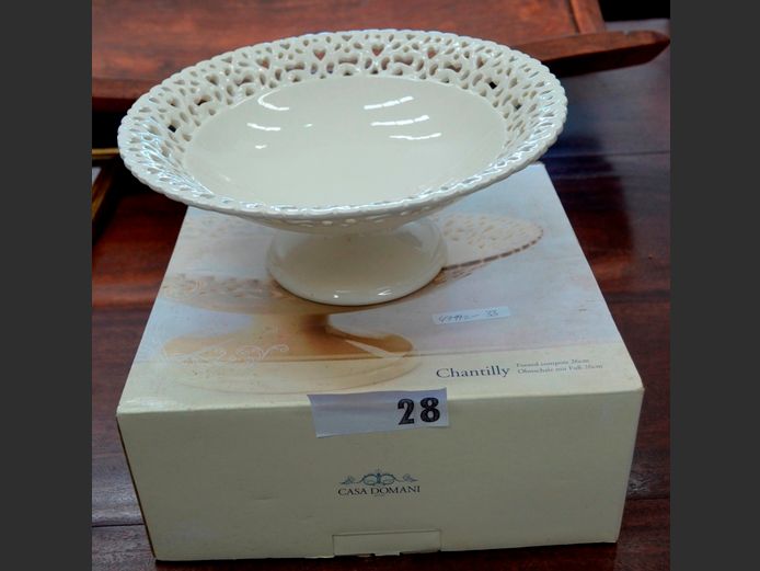 CHANTILLY CASA DOMANI PIERCED FOOTED FRUIT BOWL, 26cm Diameter x 10cm High