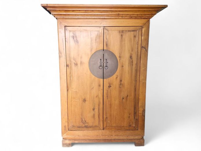 Large Antique Chinese Style Oregon Pine Armoire