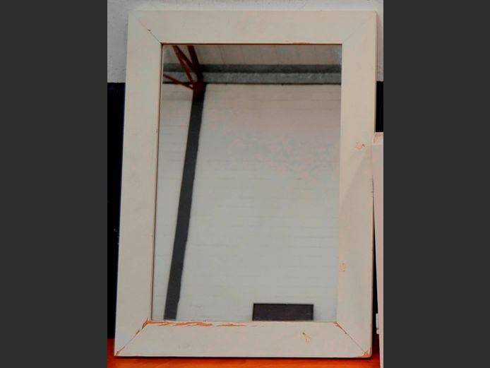 WHITE PAINTED FRAMED MIRROR, 72 x 52cm