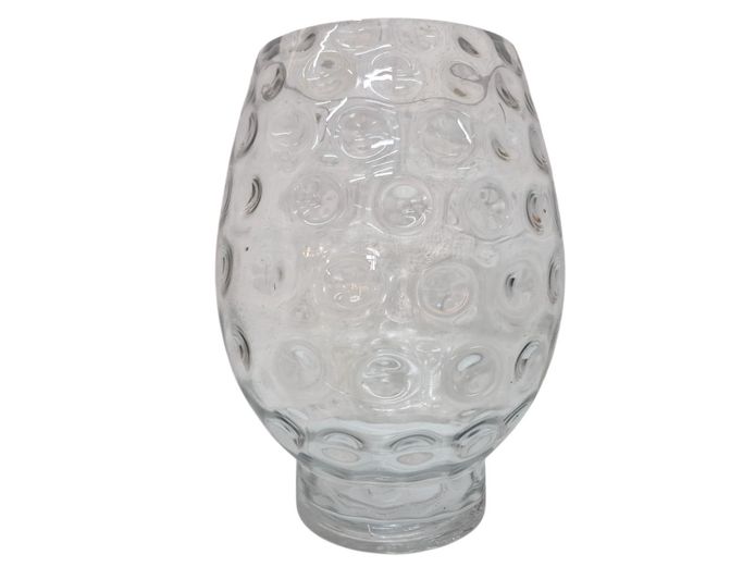 Large Retro-Style Dimpled Bubble Clear Glass Vase